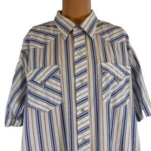 Vintage H Bar C Western Shirt Mens Size 16 Mr Tall Pearl Snap Ranch Made In USA